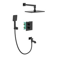 Душевая система скрытого монтажа термостатом Koer KB-67011-05 KR4727 чёрная